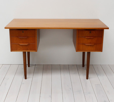 Danish Teak Twin Pedestal Desk
