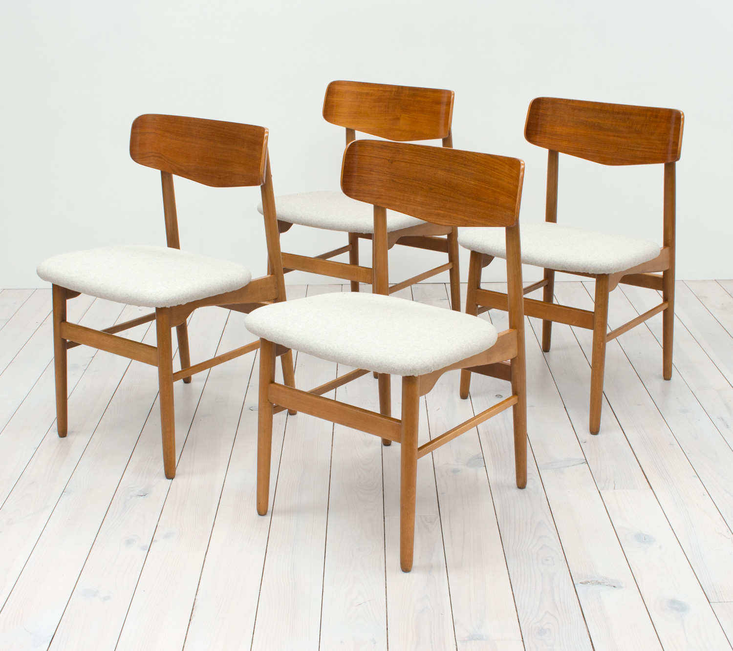 Danish Teak & Beech Set of 4 Chairs