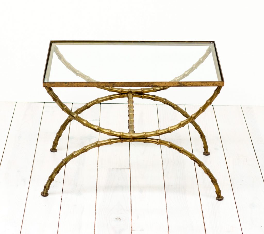 Brass Bamboo and Glass Table