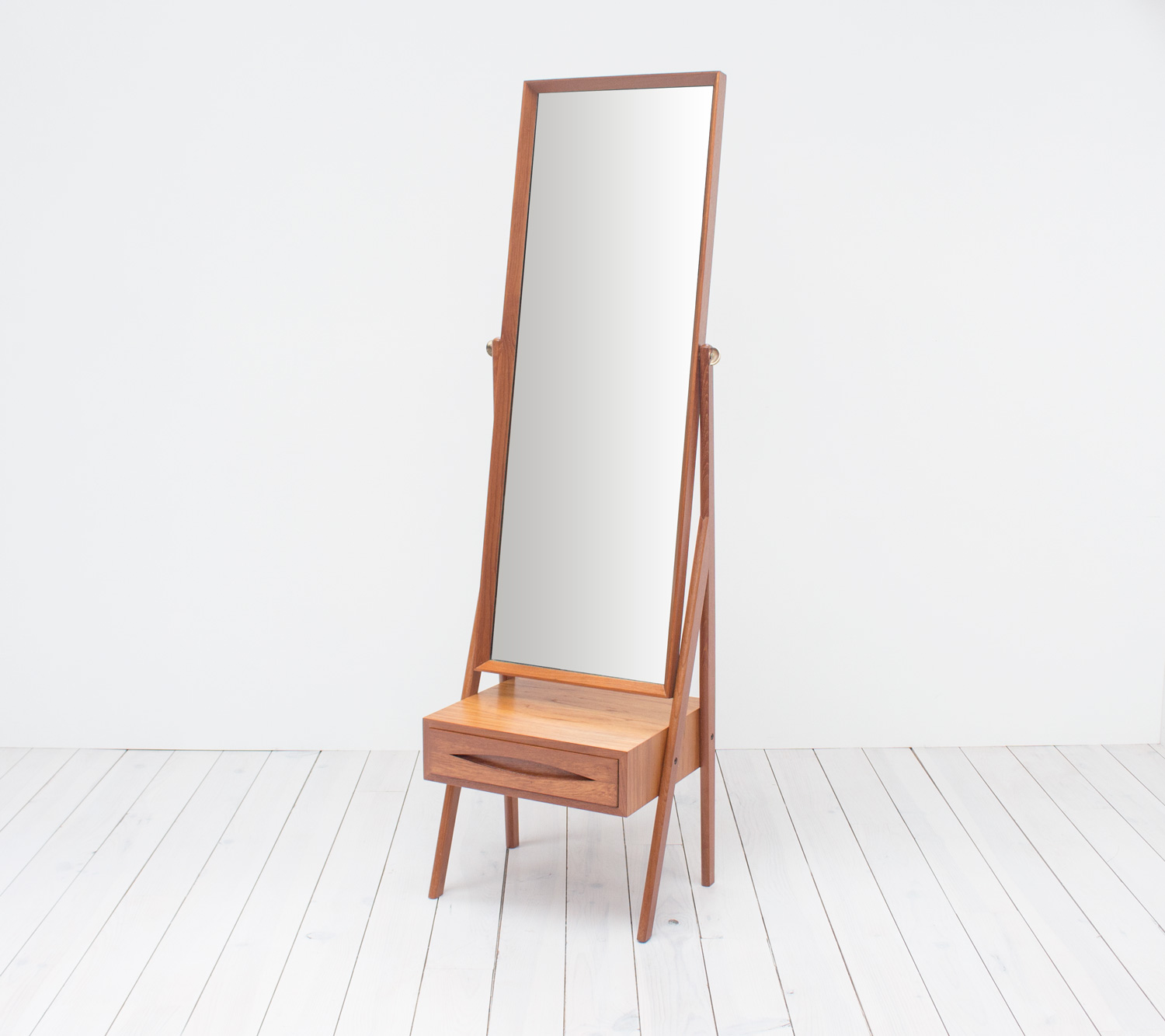 Danish Teak Cheval Mirror by Arne Vodder