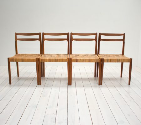Danish Teak & Cane Dining Chairs by Kurt Østervig