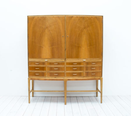 1950s Danish Bow Fronted Walnut and Oak Cabinet