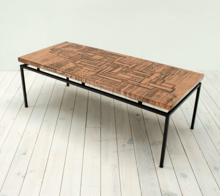 1960s Red Copper Abstract Coffee Table