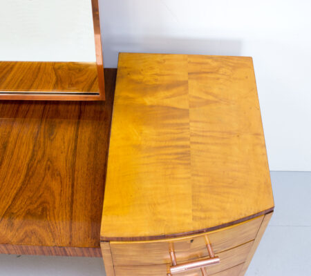 Art Deco Sycamore, Rosewood & Copper Dressing Table
