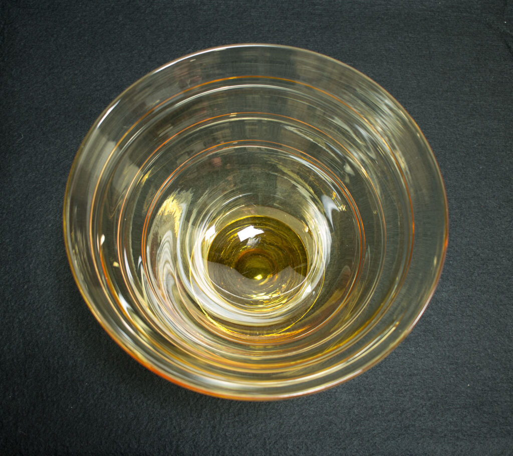 Amber Ribbon Trail Glass Bowl by Whitefriars