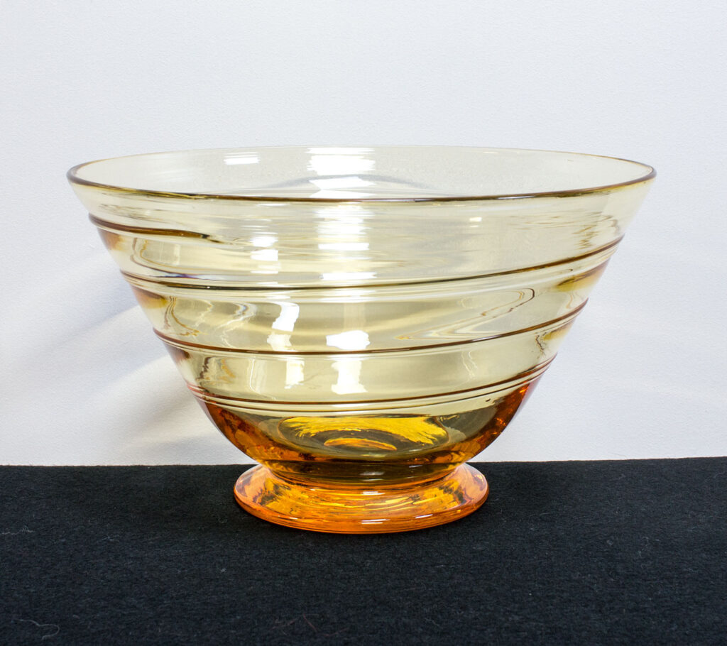 Amber Ribbon Trail Glass Bowl by Whitefriars