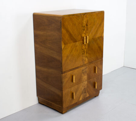 English Art Deco Walnut Tallboy/Cabinet