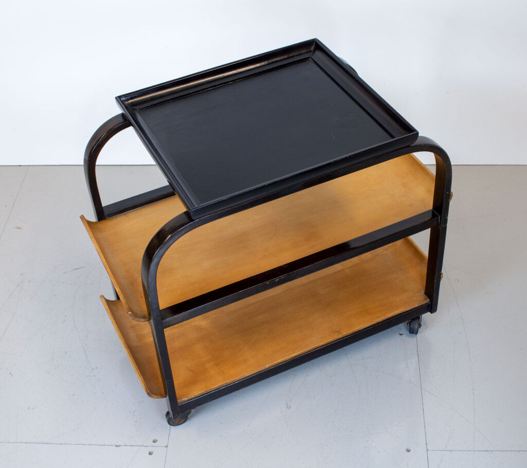 1930s Modernist Plywood Drinks Trolley by Thonet