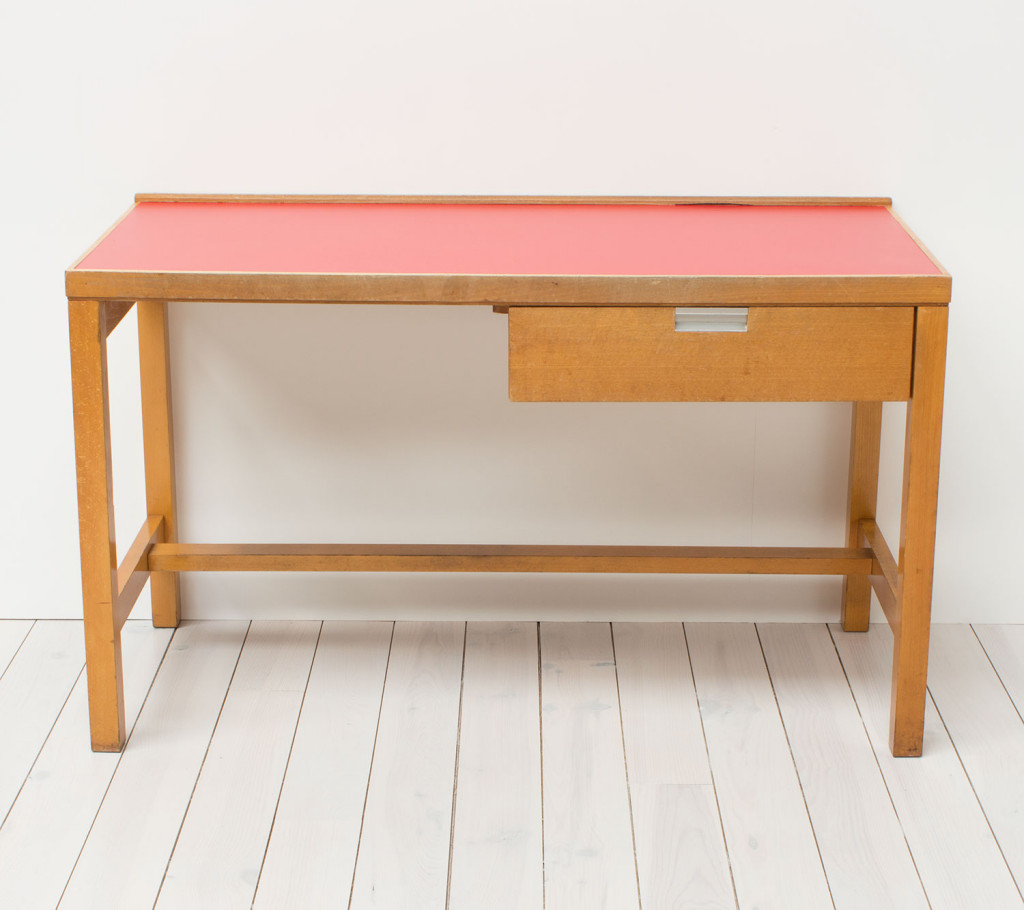 Vintage 1960s Red Formica and Beech Teacher’s Desk