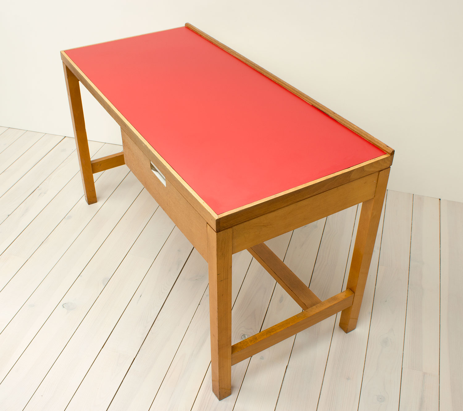 Vintage 1960s Red Formica and Beech Teacher’s Desk