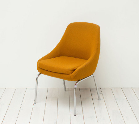 1970s Orange Wool and Chrome Chair