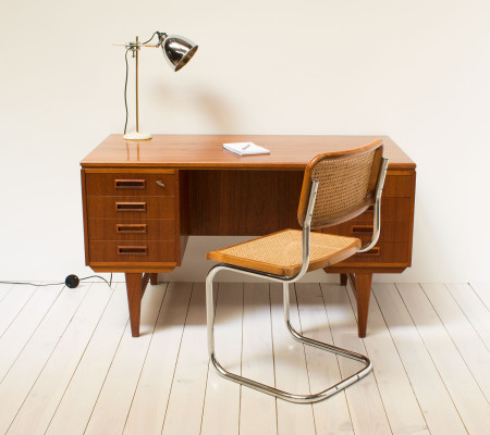 1960s Danish Teak Twin Pedestal Desk