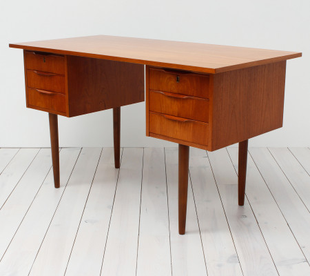 Danish Teak Twin Pedestal Desk