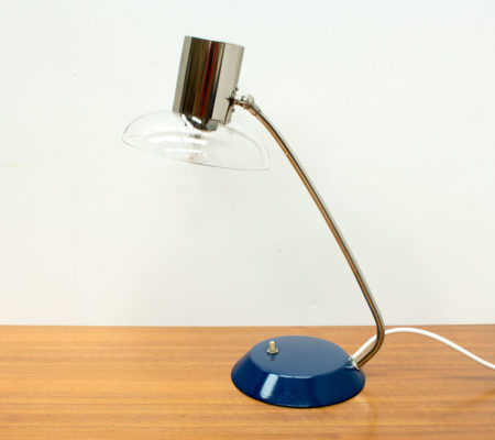 1950s Blue Desk Lamp with Glass Shade