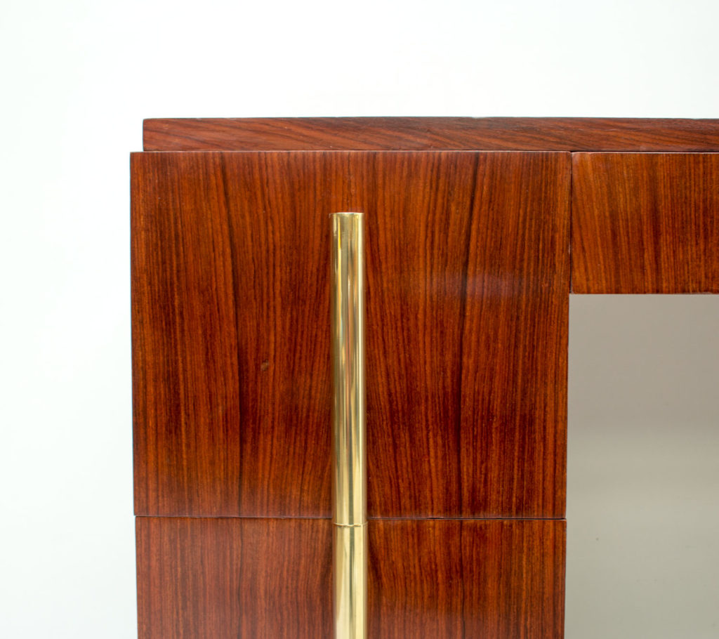 Art Deco Rosewood & Brass Desk, 1930s
