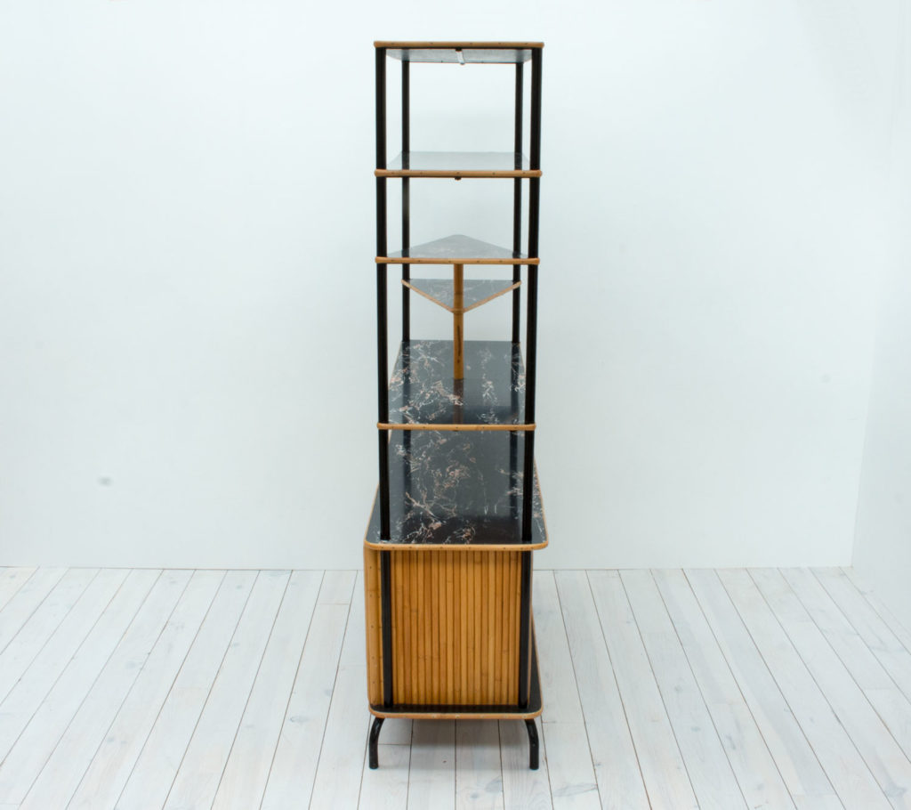1950s Bamboo Room Divider with Shelves