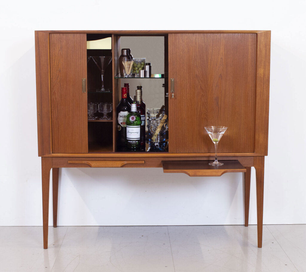 Illum Wikkelsø Teak Tambour Drinks Cabinet/Dry Bar by C.F. Christensen Silkeborg