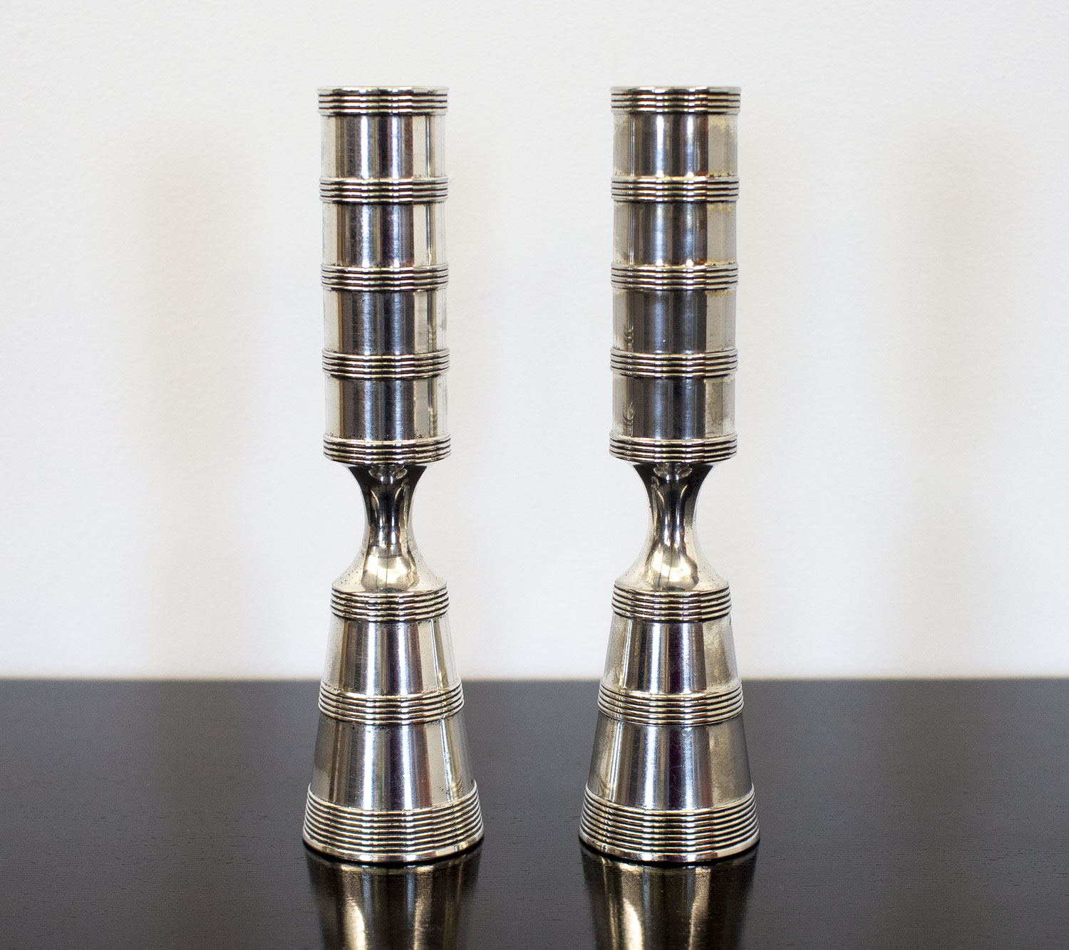 Mid Century Pair of Danish Silver Candleholders by Jens Quistgaard
