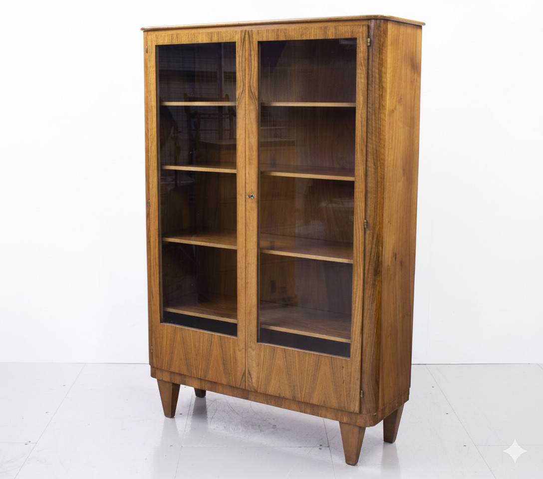 French Art Deco Walnut Display Cabinet