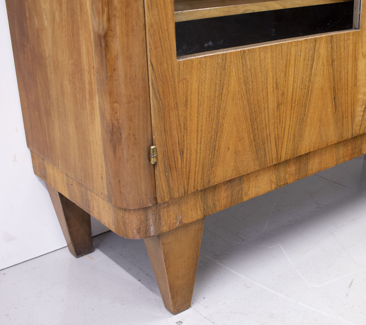 French Art Deco Walnut Display Cabinet