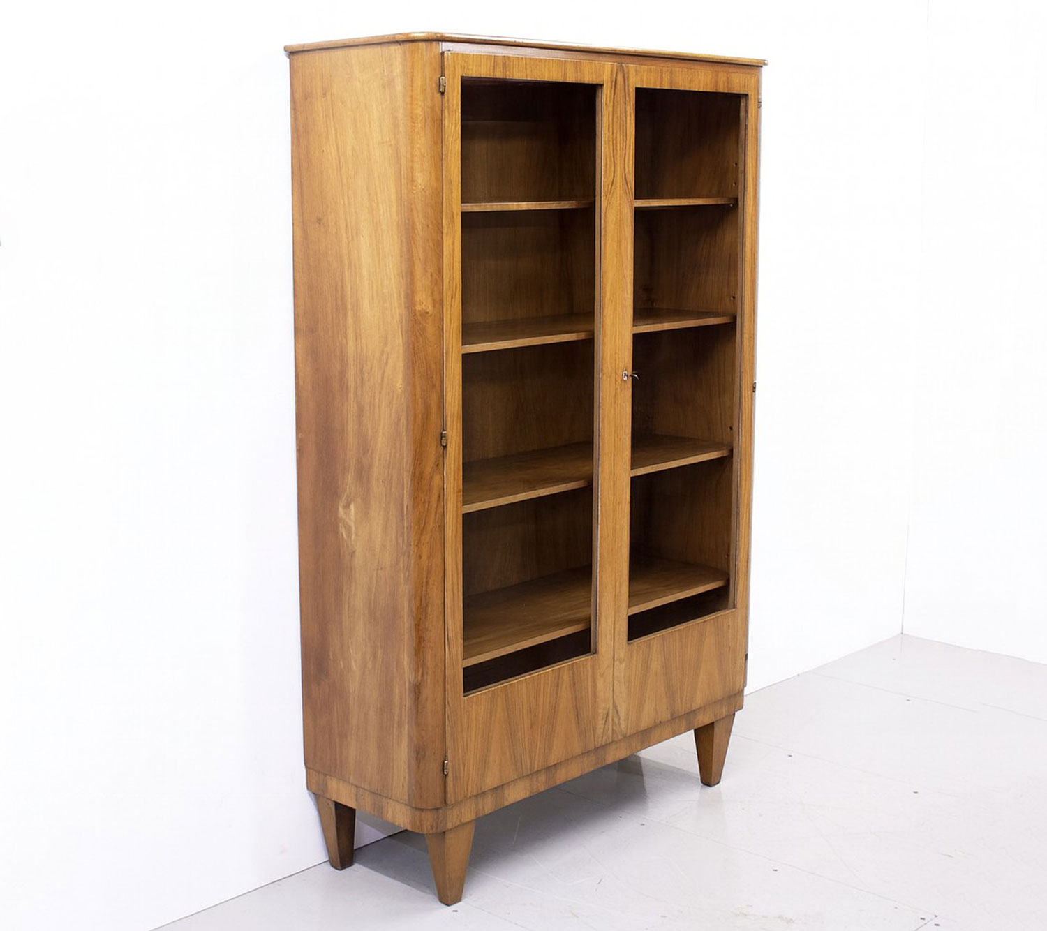 French Art Deco Walnut Display Cabinet